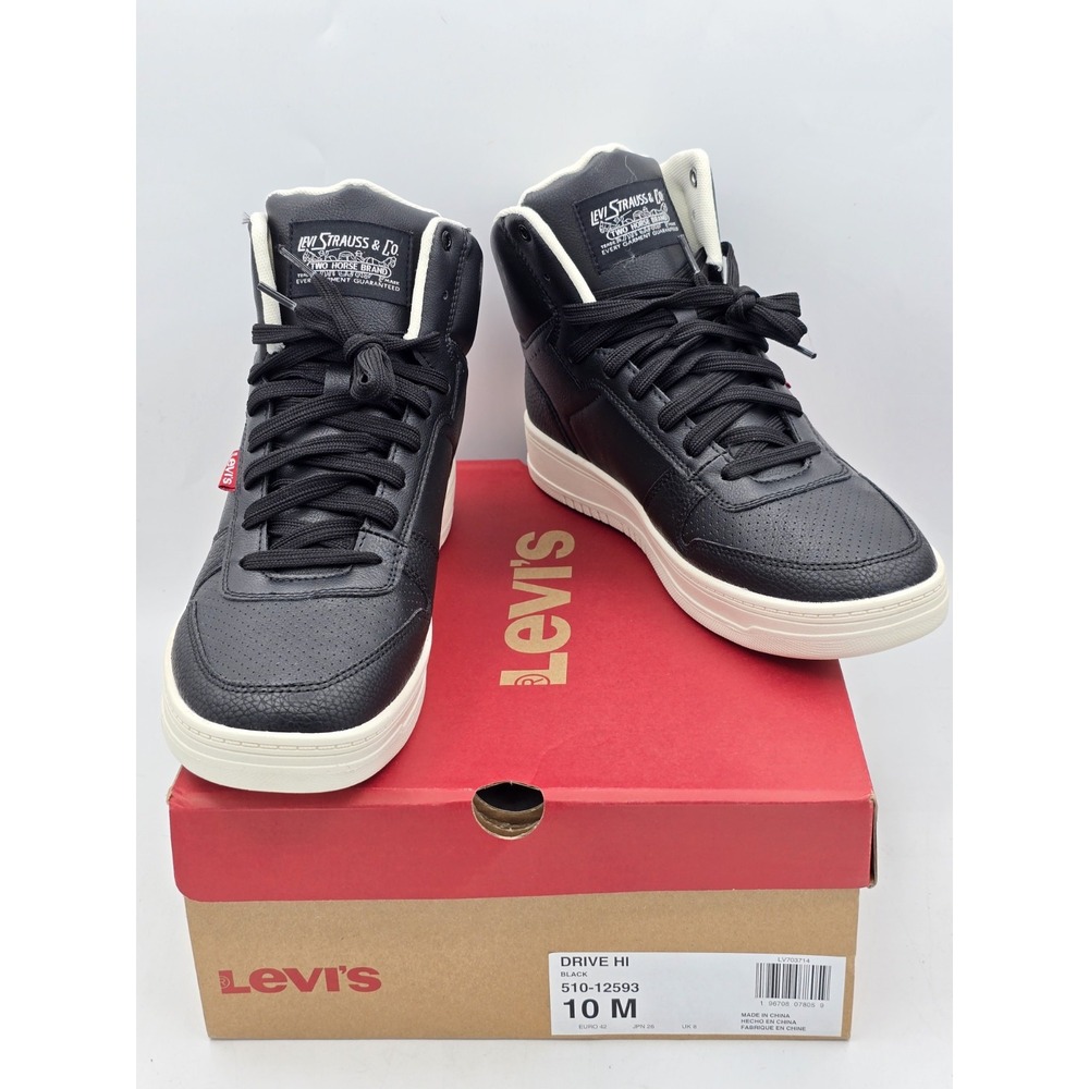 Levi's Drive Hi Women's Sneakers White Black NIB - Sz 10‎ M